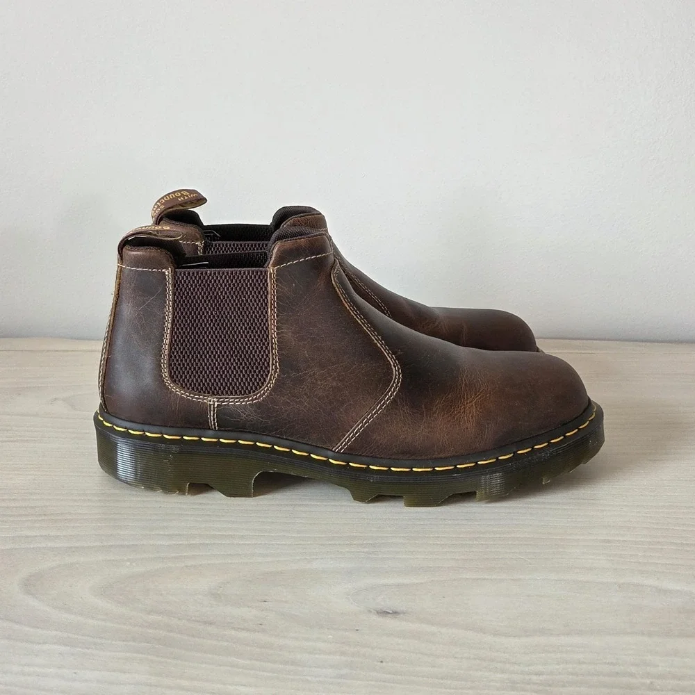 Dr. Martens Penly Chelsea Boots Dark Brown Greenland Waxy Leather Men's Size 14
